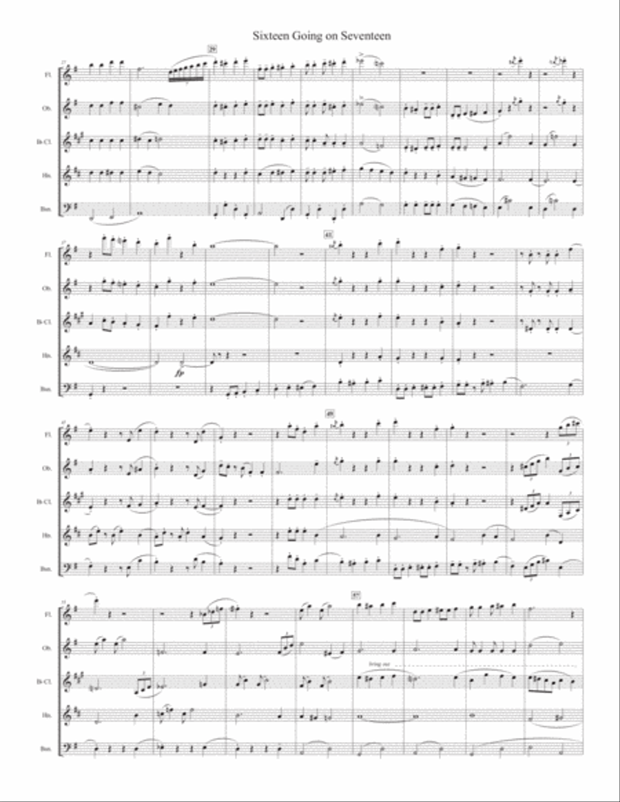 Sixteen Going On Seventeen Woodwind Quintet scores gallery preview page 3