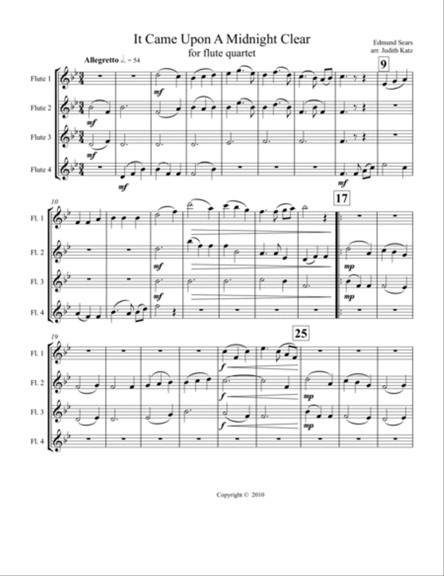 It Came Upon A Midnight Clear Flute Quartet scores gallery preview page 2