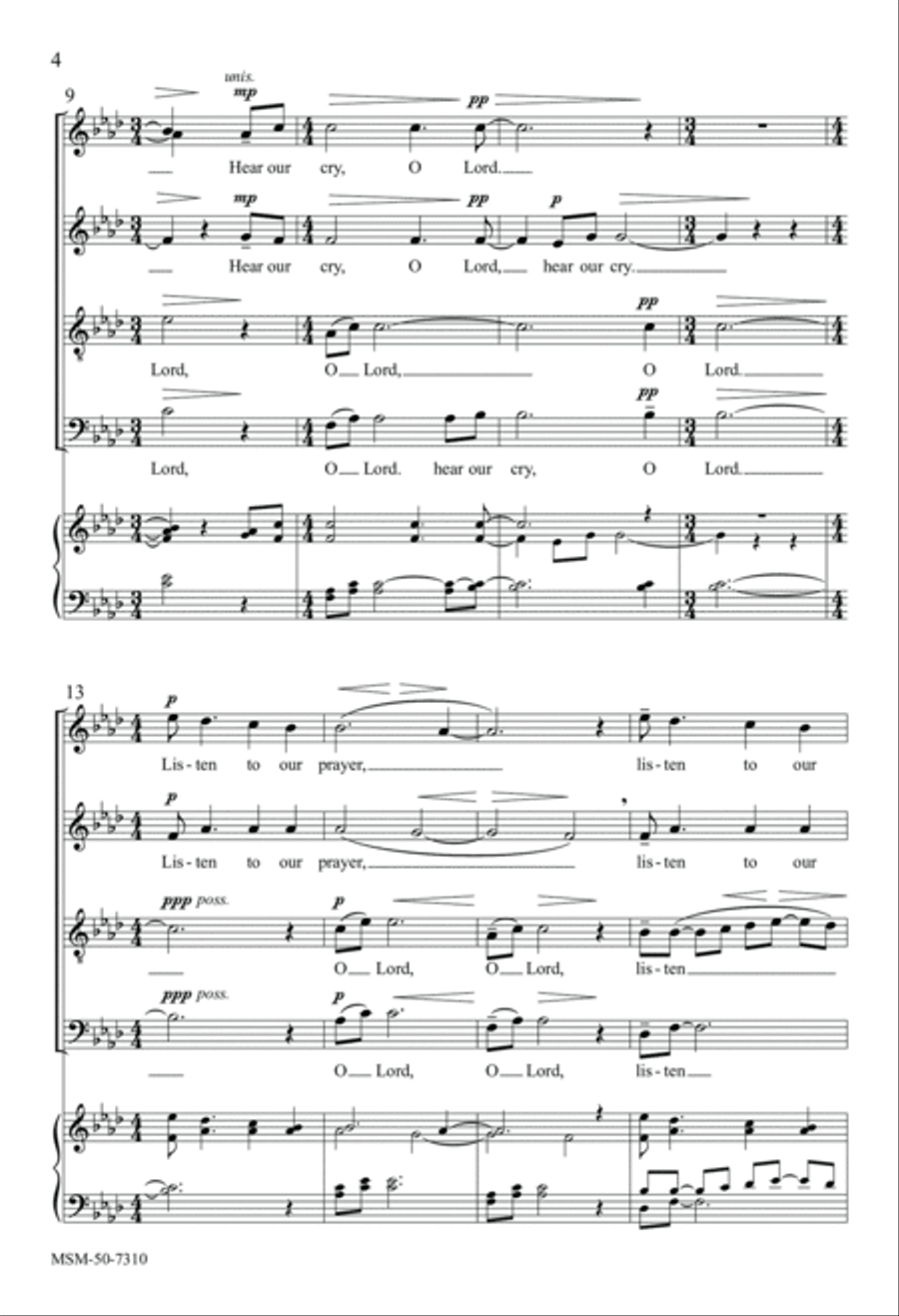 Hear Our Cry, O Lord 4-Part scores gallery preview page 4