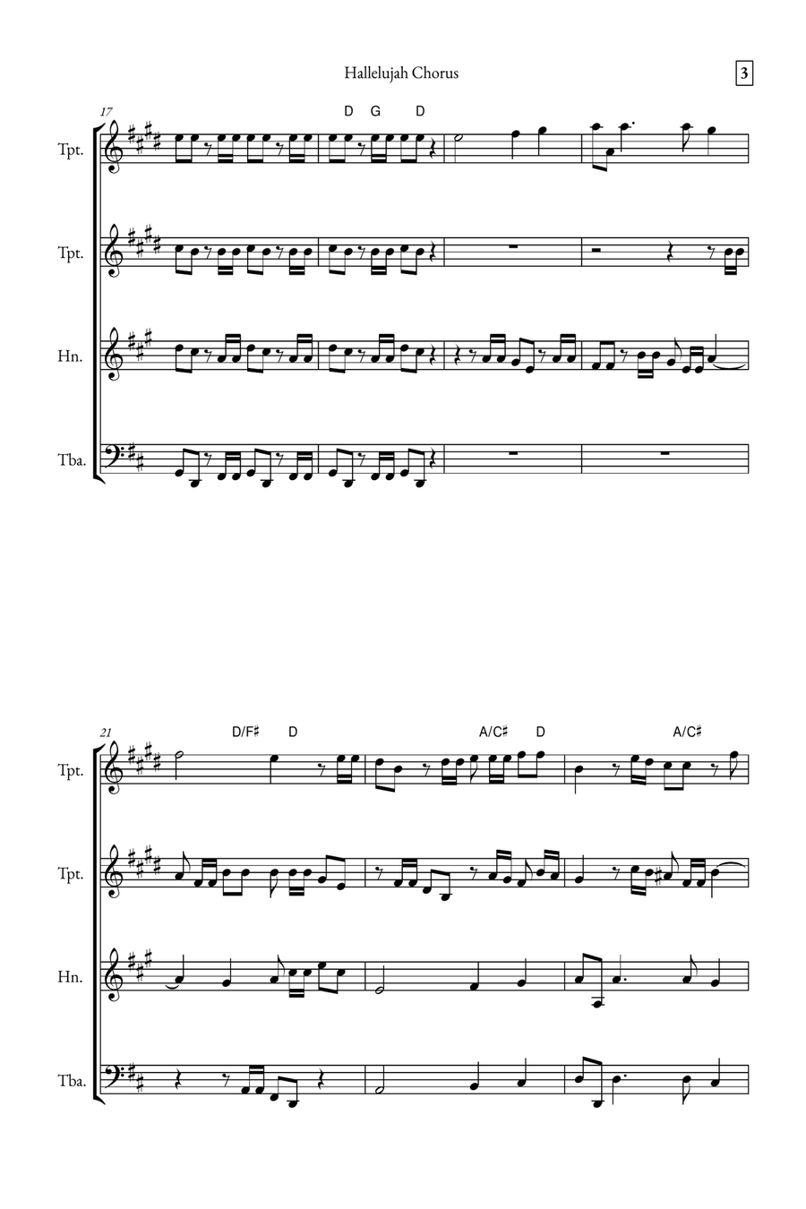 Hallelujah Chorus Brass Quartet scores gallery preview page 3
