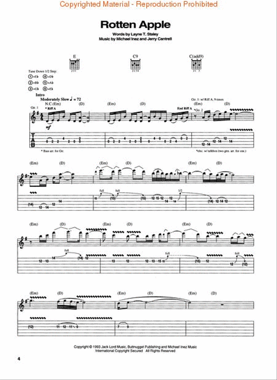 Alice In Chains – Jar of Flies/Sap Electric Guitar scores gallery preview page 2