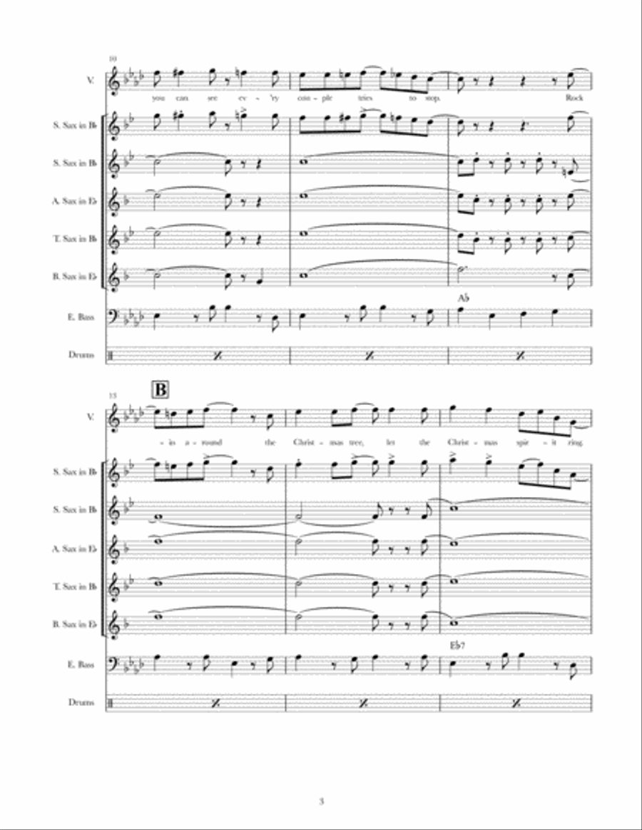 Rockin' Around The Christmas Tree Saxophone Quartet scores gallery preview page 3
