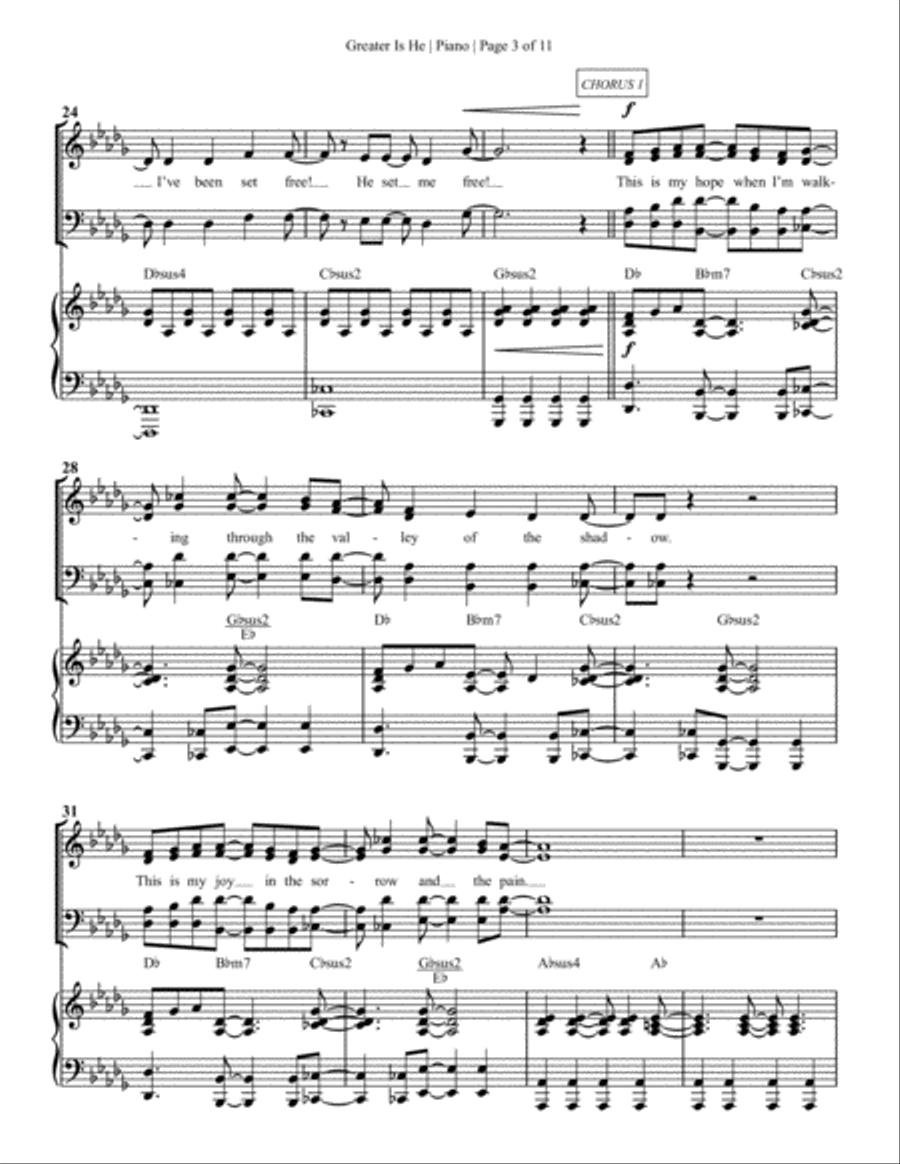 Greater Is He (Anthem) - Piano Accompaniment 4-Part scores gallery preview page 3