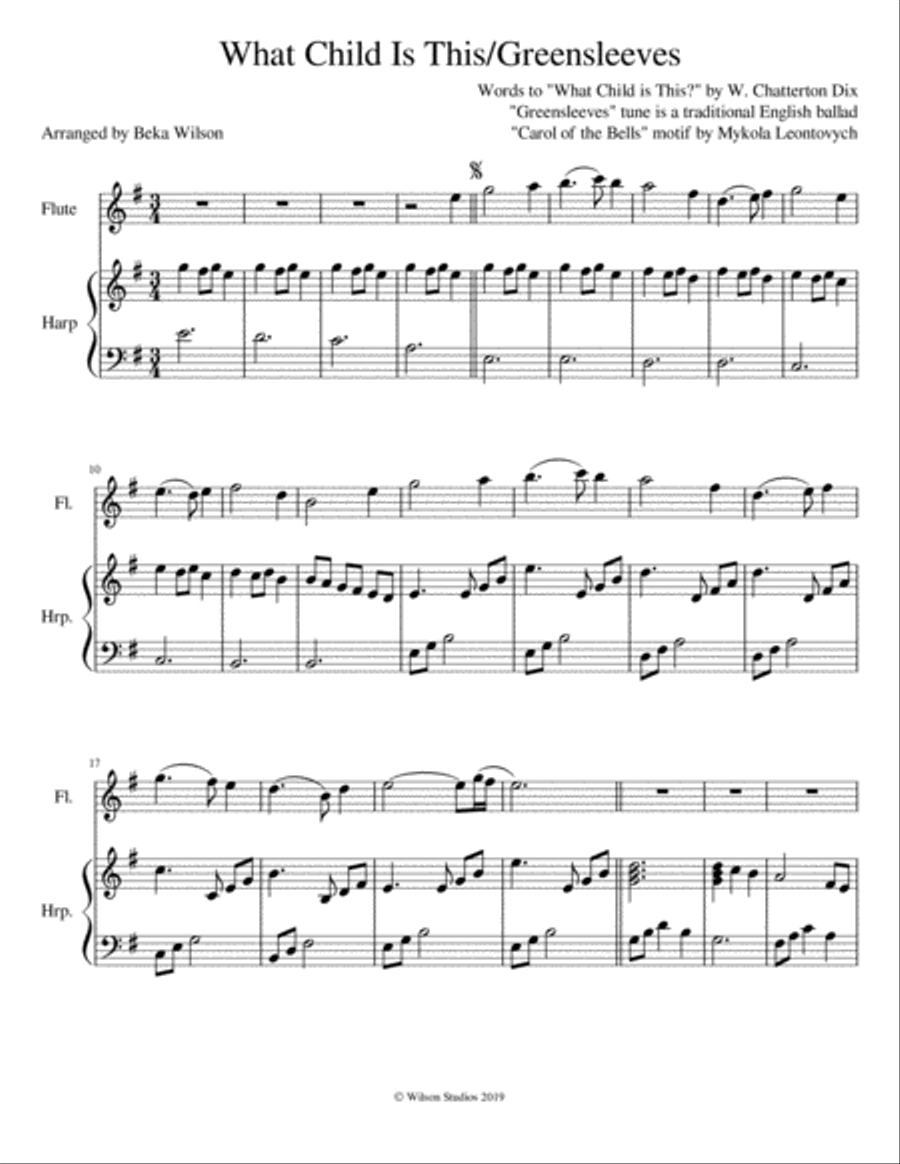 What Child is This?/Greensleeves Small Ensemble scores gallery preview page 1