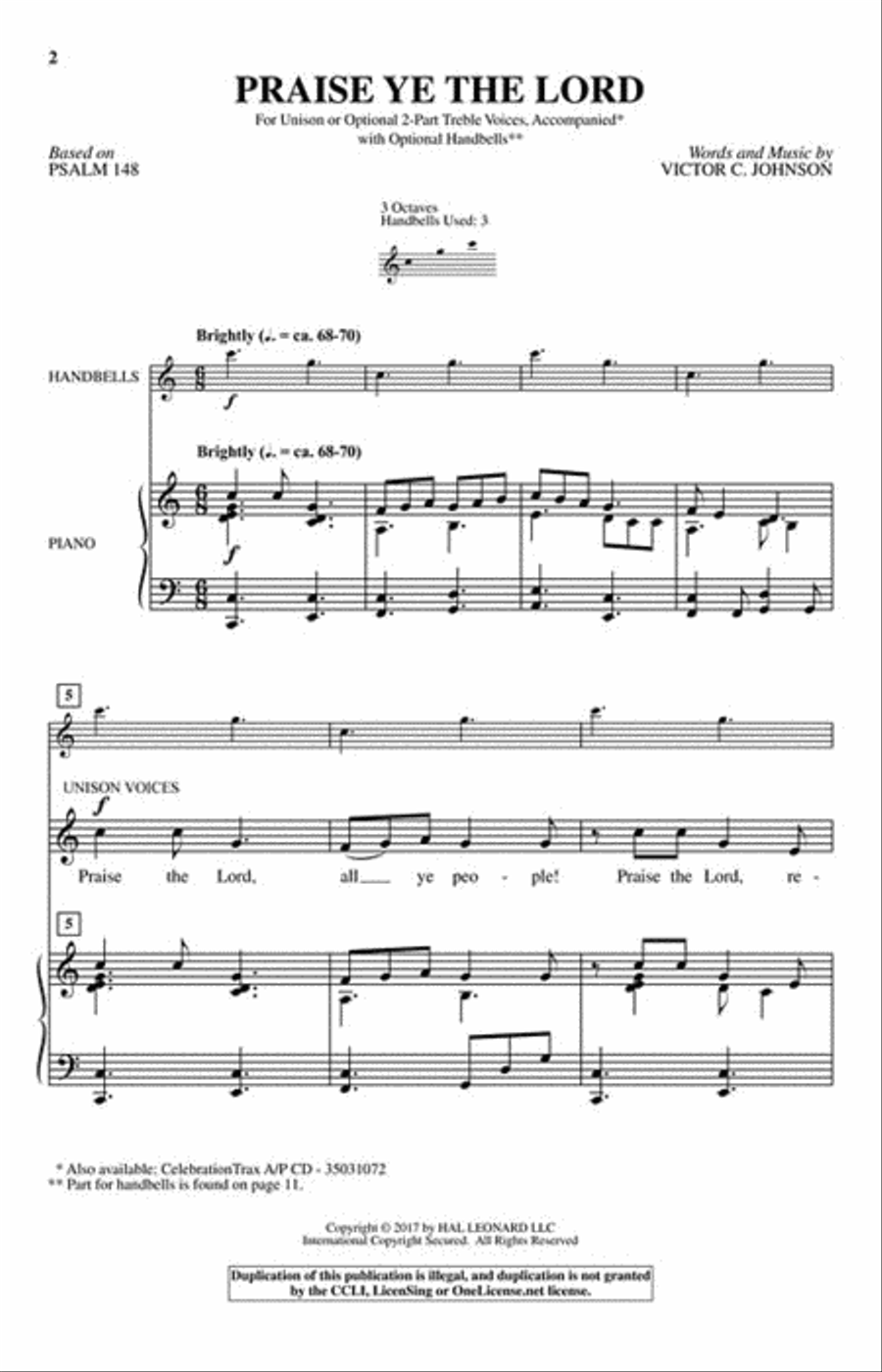 Praise Ye the Lord Praise Ye the Lord Unison Choir scores gallery preview page 2