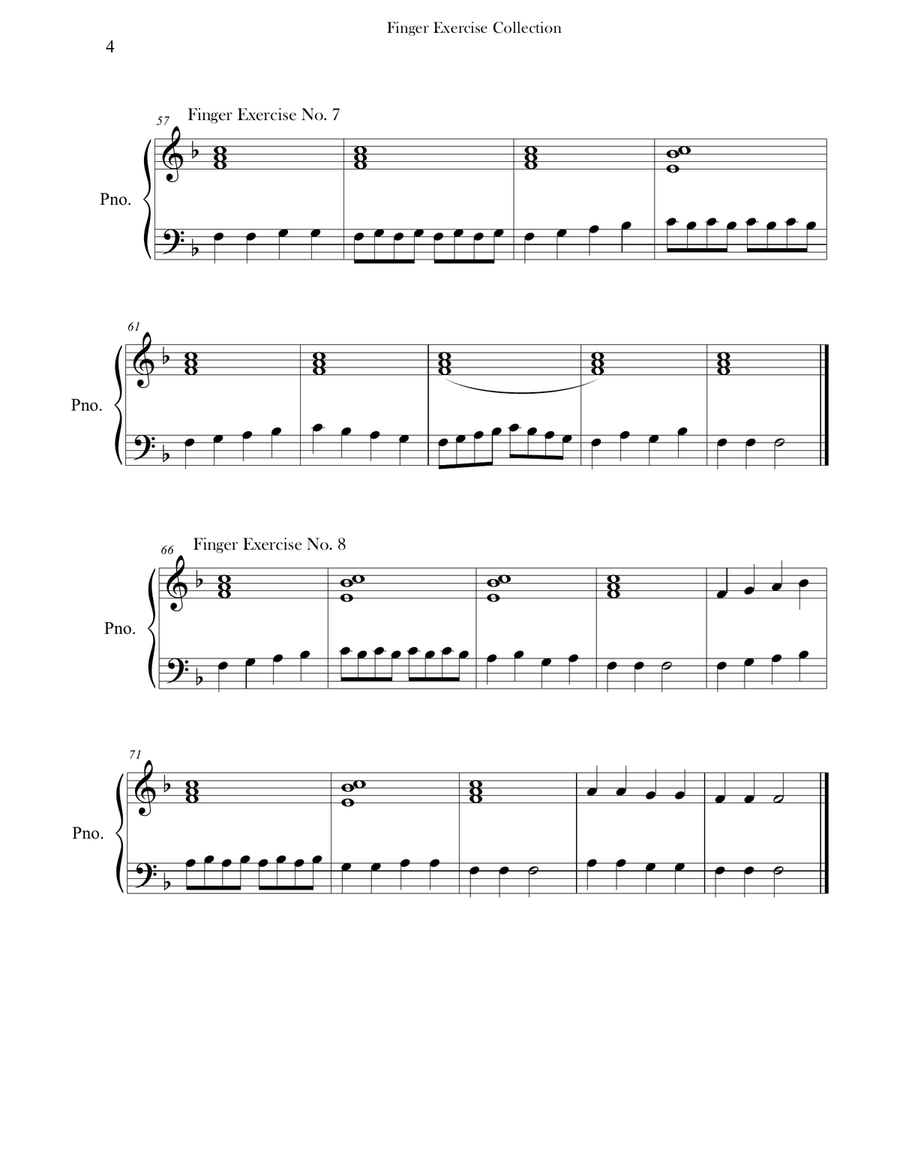 Finger Exercise Collection (24 exercises in F major) Piano Method scores gallery preview page 4