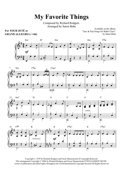 My Favorite Things (Grand Allegro/Tour Jeté) - Piano sheet music for ballet class image number null