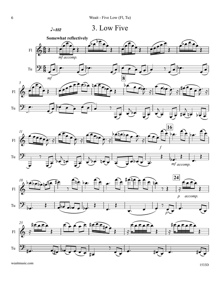 Five Low for flute and tuba (8’42) Flute scores gallery preview page 6