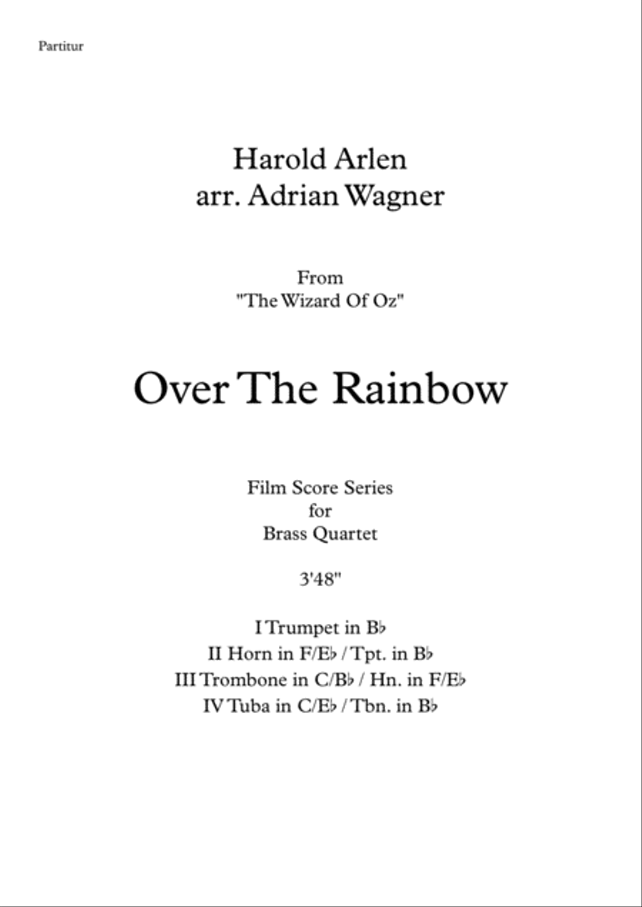 Over The Rainbow (from The Wizard Of Oz) Brass Quartet scores gallery preview page 2