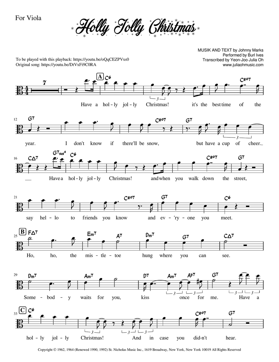 A Holly Jolly Christmas Viola Solo scores gallery preview page 1