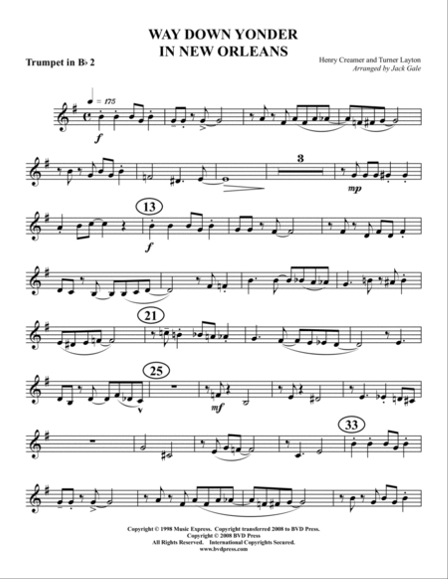 Way Down Yonder in New Orleans Brass Quartet scores gallery preview page 6