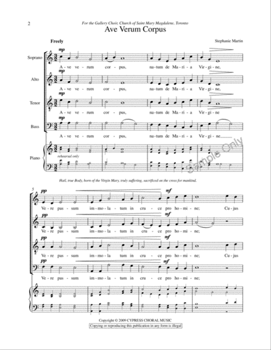 Ave Verum Corpus 4-Part scores gallery preview page 2