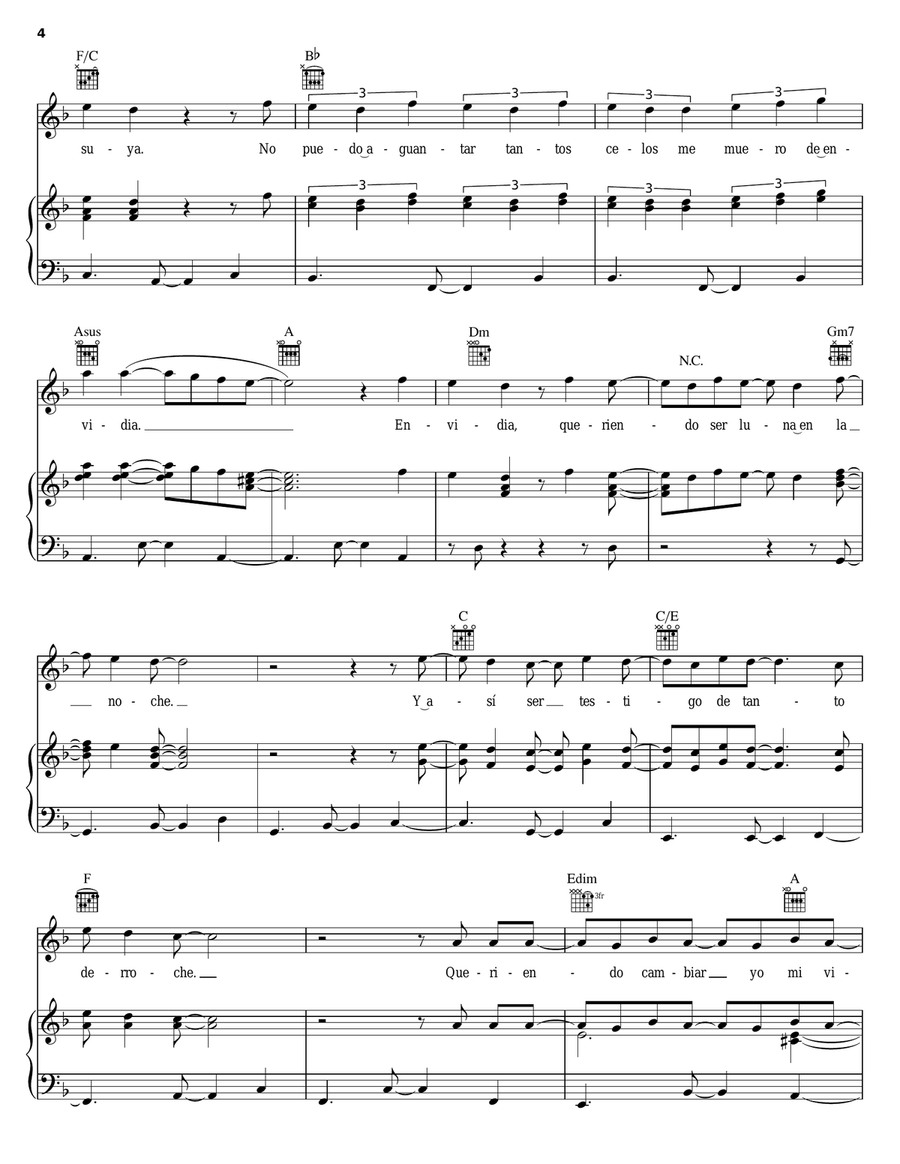 Celos Celos Piano, Vocal, Guitar scores gallery preview page 4