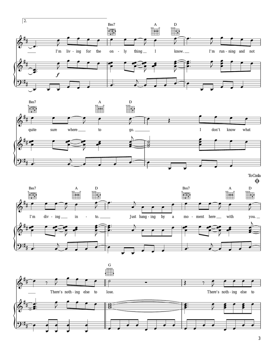 Hanging By A Moment Acoustic Guitar scores gallery preview page 3