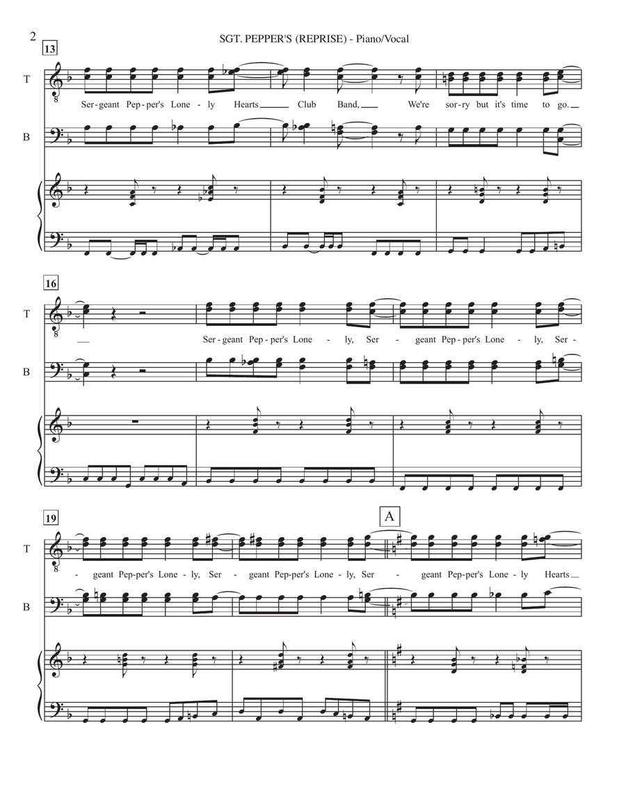 Sgt. Pepper's Lonely Hearts Club Band (reprise) TTBB scores gallery preview page 2