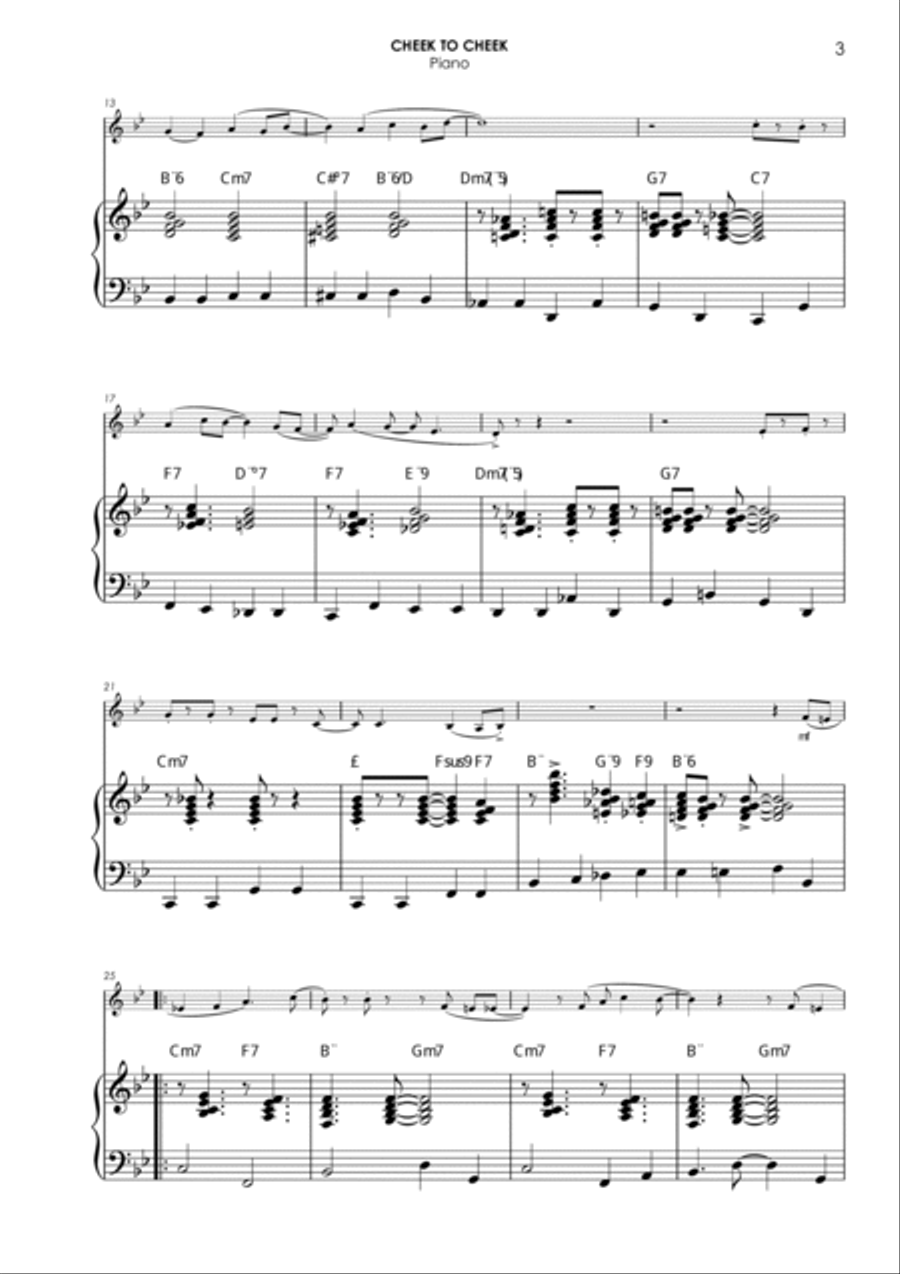 Cheek To Cheek Cheek To Cheek E-Flat Instrument scores gallery preview page 3