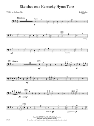 Sketches on a Kentucky Hymn Tune: (wp) B-flat Tuba B.C.