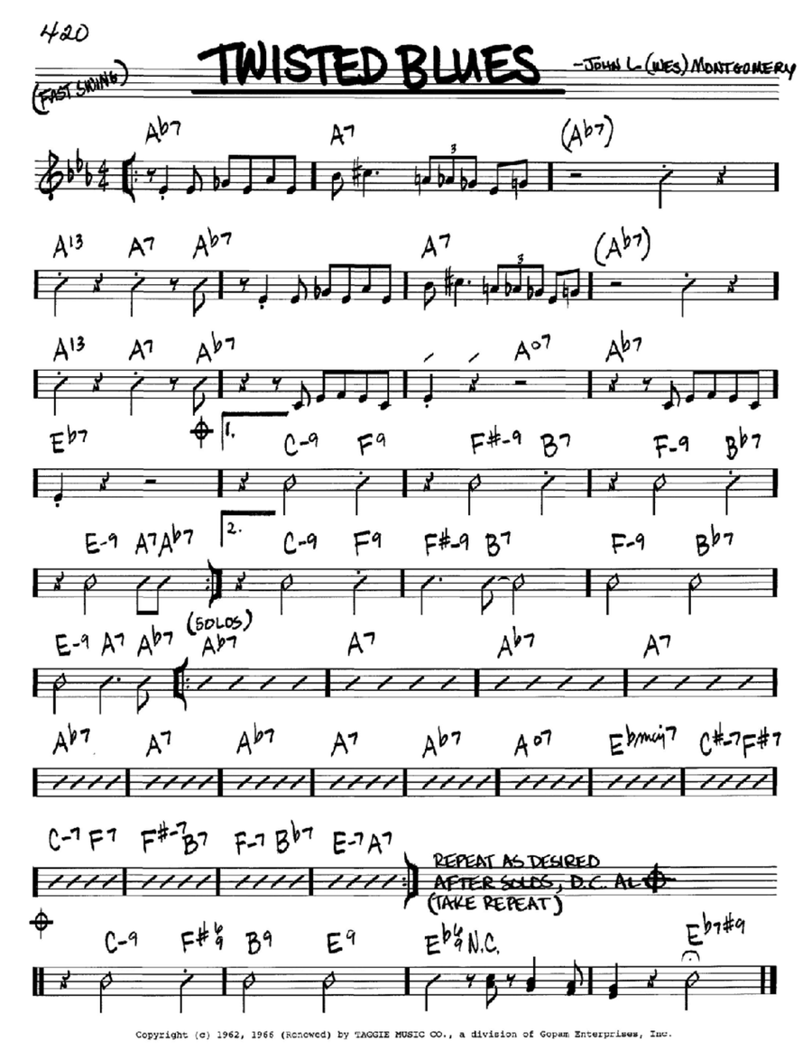 Twisted Blues B-Flat Instrument scores gallery preview page 1