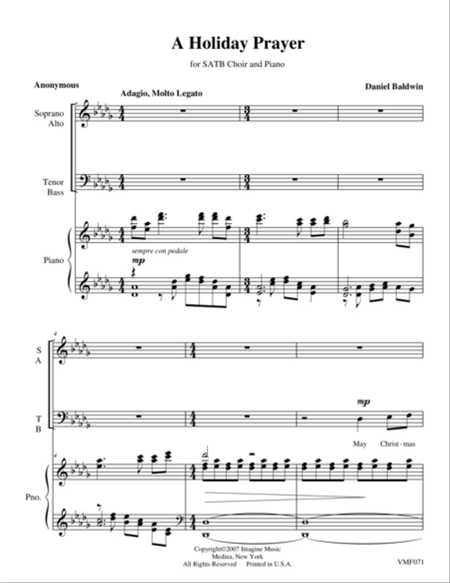 A Holiday Prayer A Holiday Prayer 4-Part scores gallery preview page 2