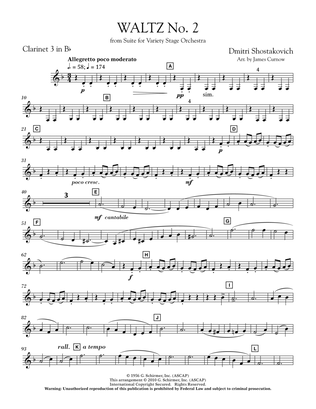 Waltz No. 2 (from Suite For Variety Stage Orchestra) - Bb Clarinet 3