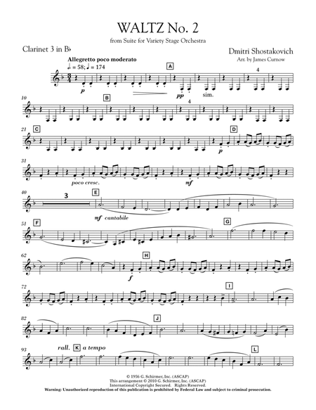 Waltz No. 2 (from Suite For Variety Stage Orchestra) - Bb Clarinet 3