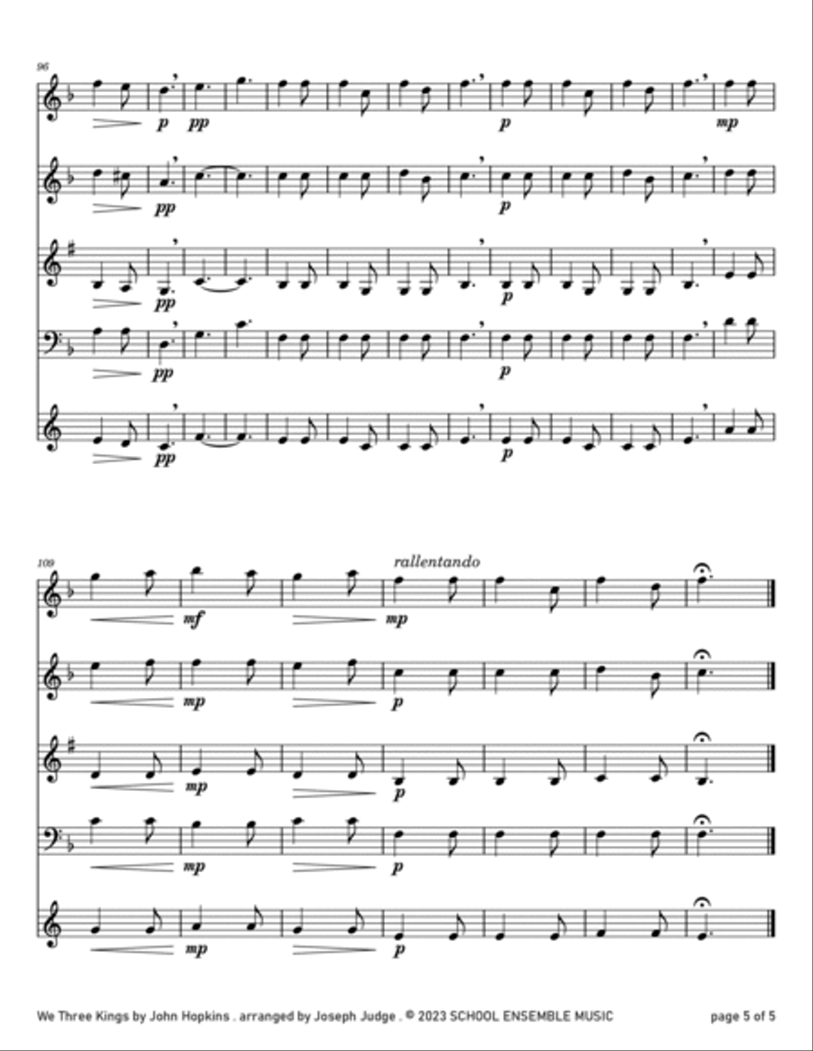 We Three Kings for Woodwind Quartet in Schools Woodwind Quartet scores gallery preview page 5