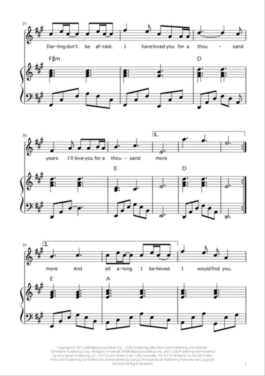 A Thousand Years Piano, Vocal scores gallery preview page 3