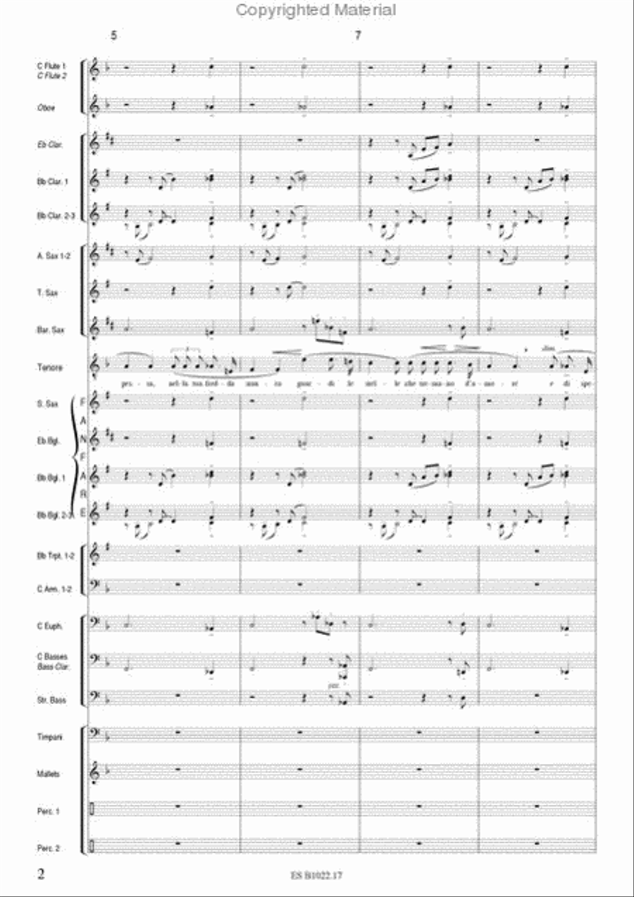 Nessun Dorma Solo Feature For Tenor Voice Concert Band scores gallery preview page 5