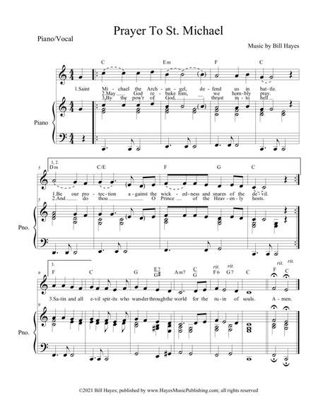 Prayer to St. Michael - 1 page piano/vocal image number null