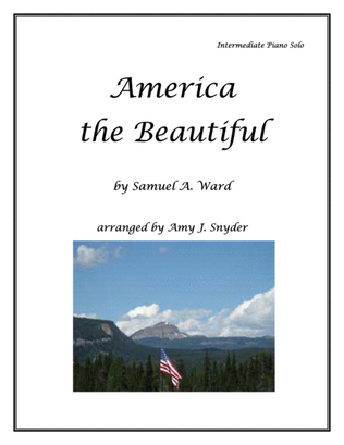 Book cover for America the Beautiful, intermediate piano solo
