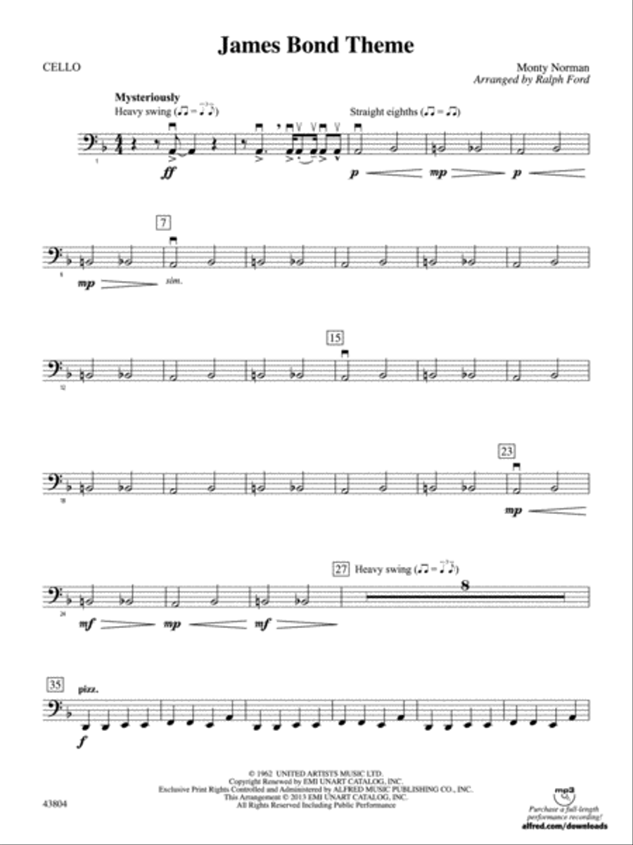 James Bond Theme: Cello Full Orchestra scores gallery preview page 1