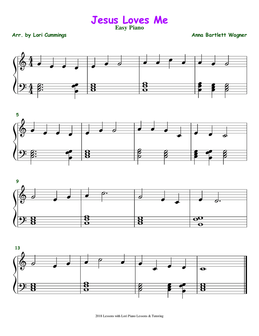 Jesus Loves Me Piano Method scores gallery preview page 1