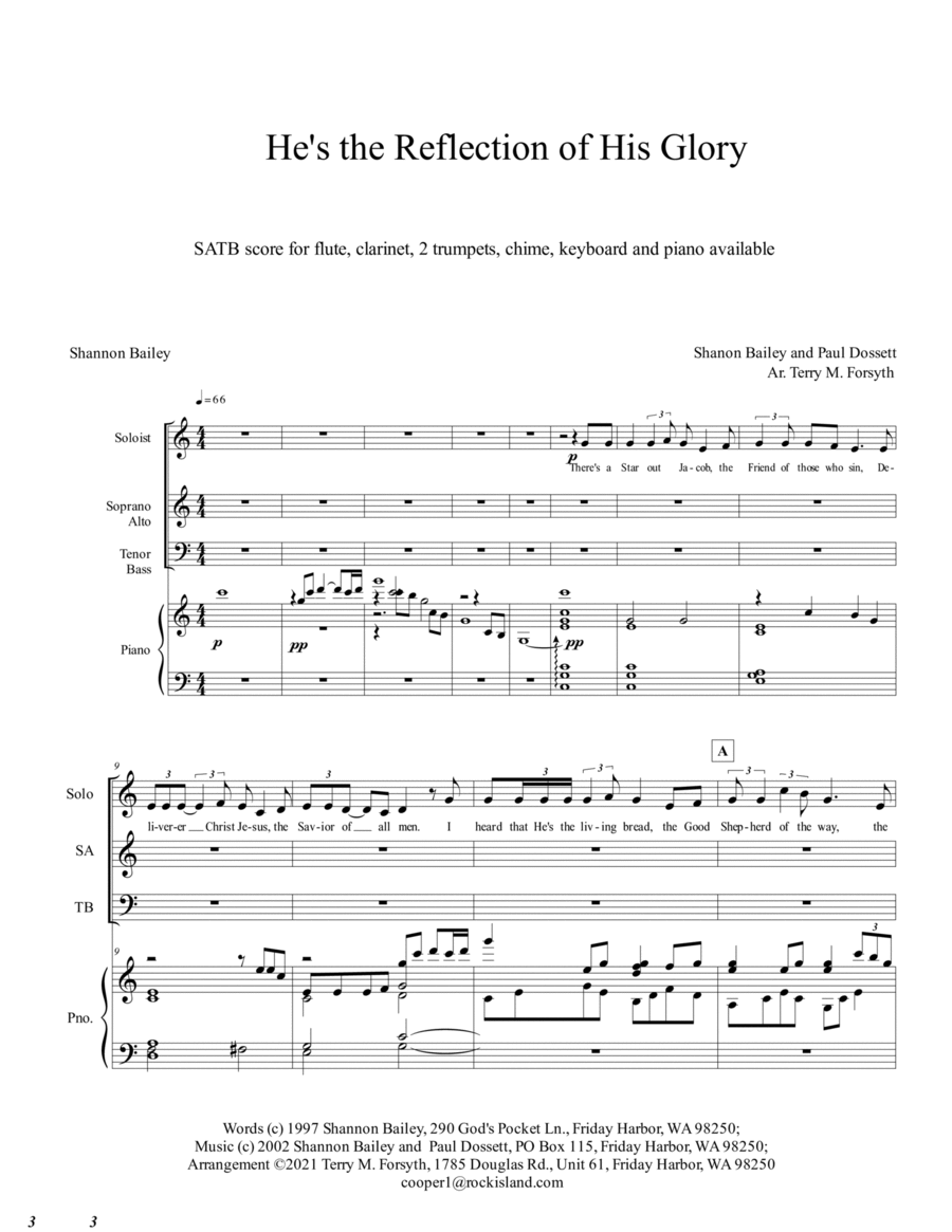 "He's the Reflection of His Glory", SATB piano reduction image number null