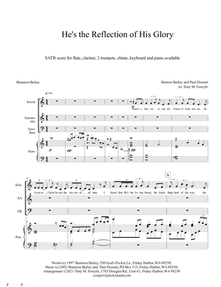 "He's the Reflection of His Glory", SATB piano reduction