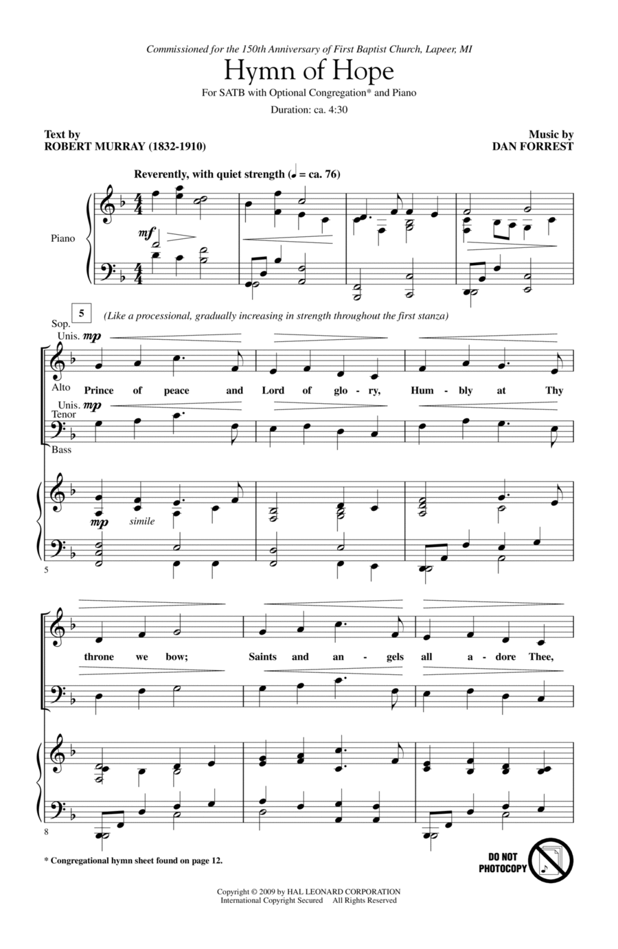 Hymn Of Hope Hymn Of Hope 4-Part scores gallery preview page 1