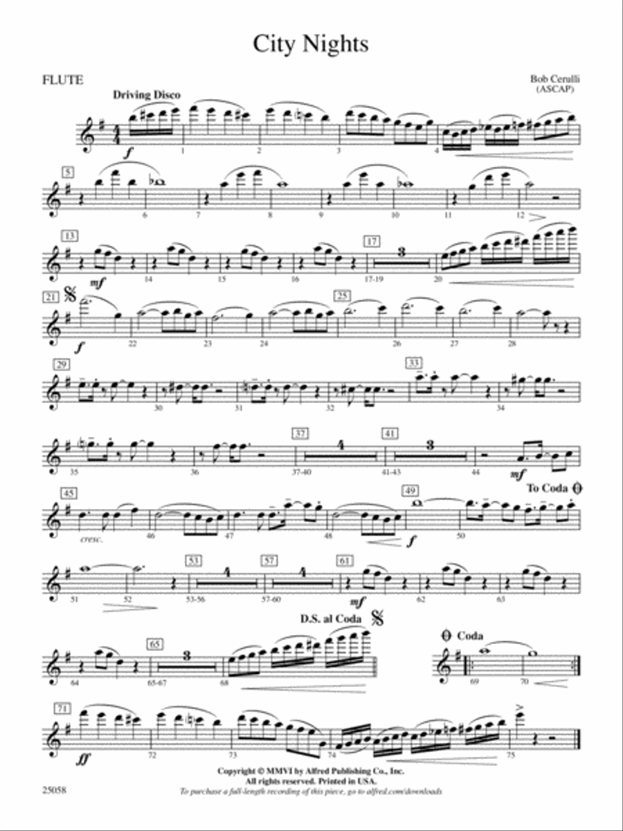 City Nights: Flute Full Orchestra scores gallery preview page 1