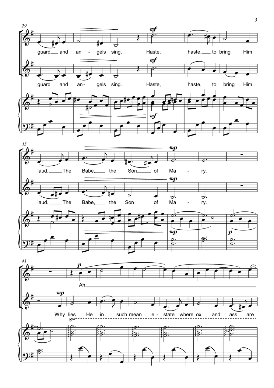 What Child is this? - Two Part Choir - SA Upper voices (Greensleeves tune) SA scores gallery preview page 3