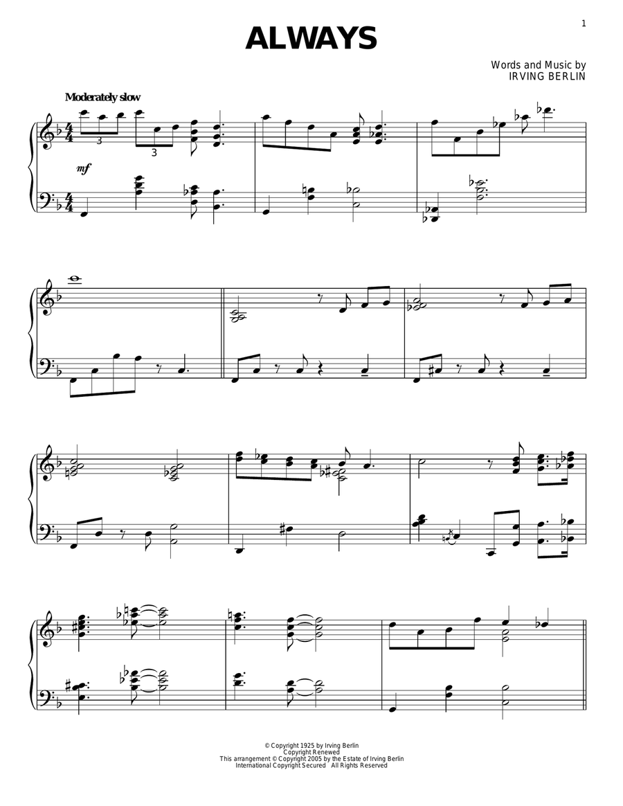 Always Piano Solo scores gallery preview page 1