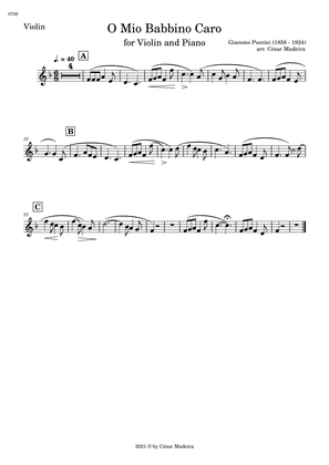 O Mio Babbino Caro by Puccini - Violin and Piano (Individual Parts)