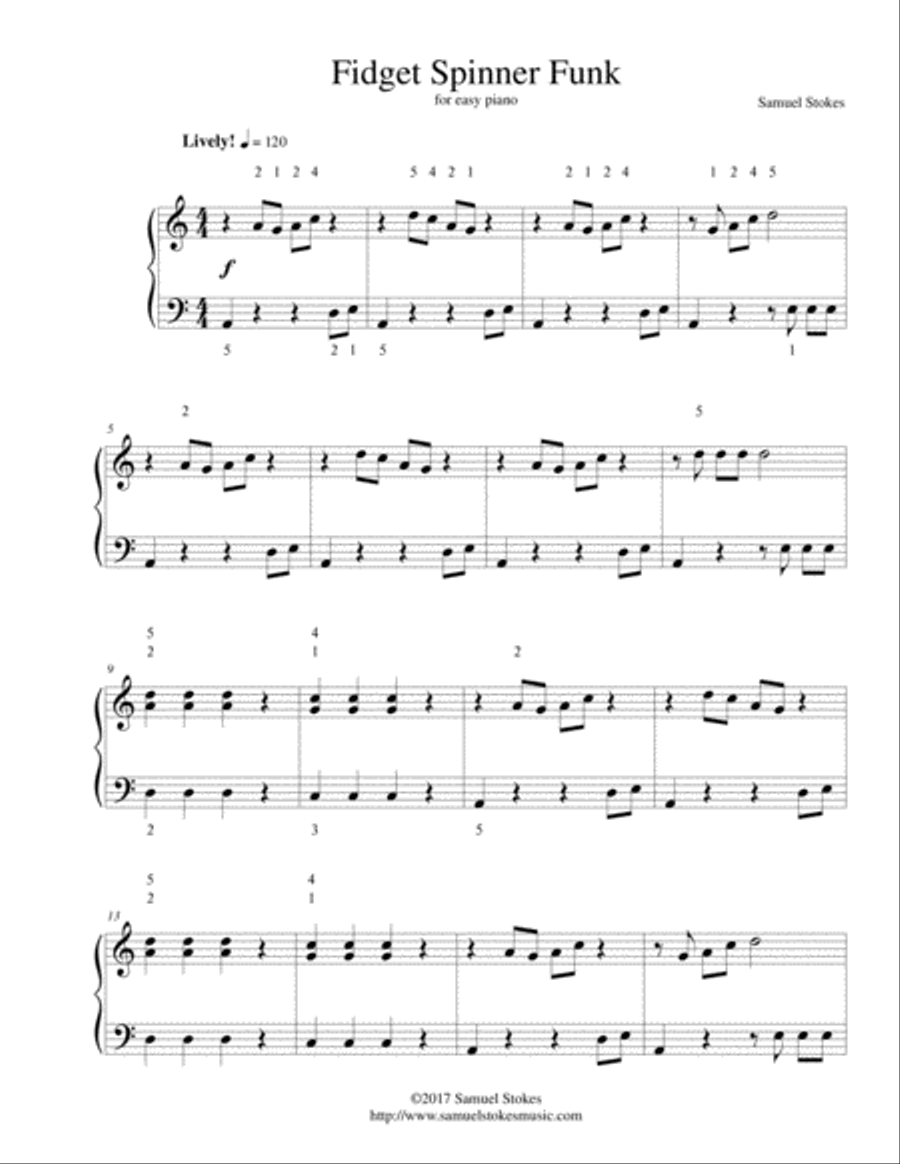 Fidget Spinner Funk - for easy piano Easy Piano scores gallery preview page 1