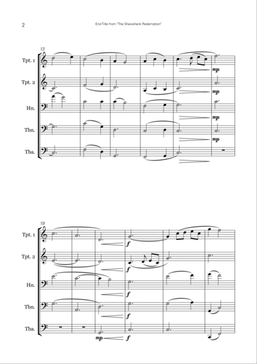 The Shawshank Redemption - End Title Brass Ensemble scores gallery preview page 3