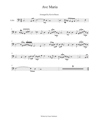 Ave Maria (Easy key of C) - Cello