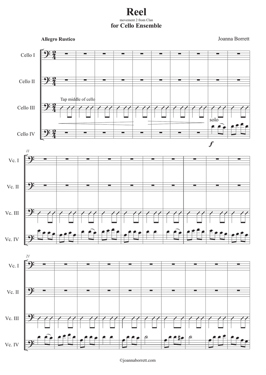 Reel for Cello Ensemble String Orchestra scores gallery preview page 1