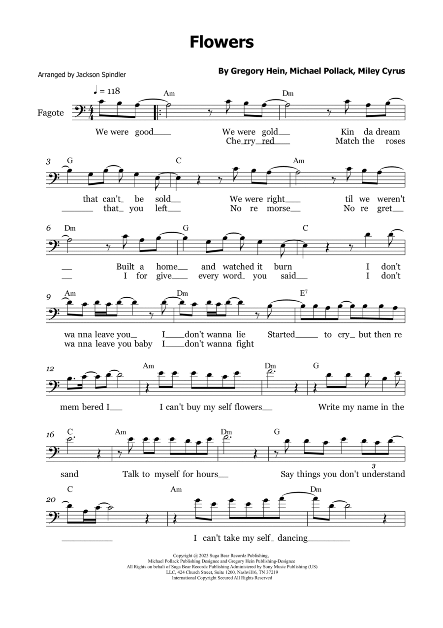Flowers Bassoon Solo scores gallery preview page 1