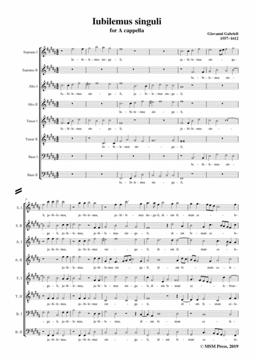 Gabrieli,Giovanni-Iubilemus singuli,in B Major,for A cappella image number null