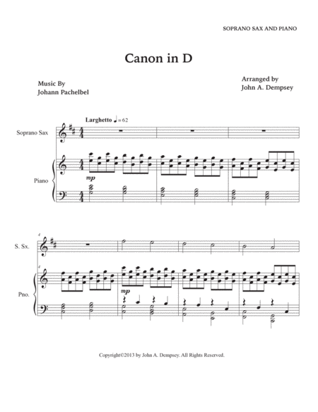 Canon in D (Soprano Sax and Piano) image number null
