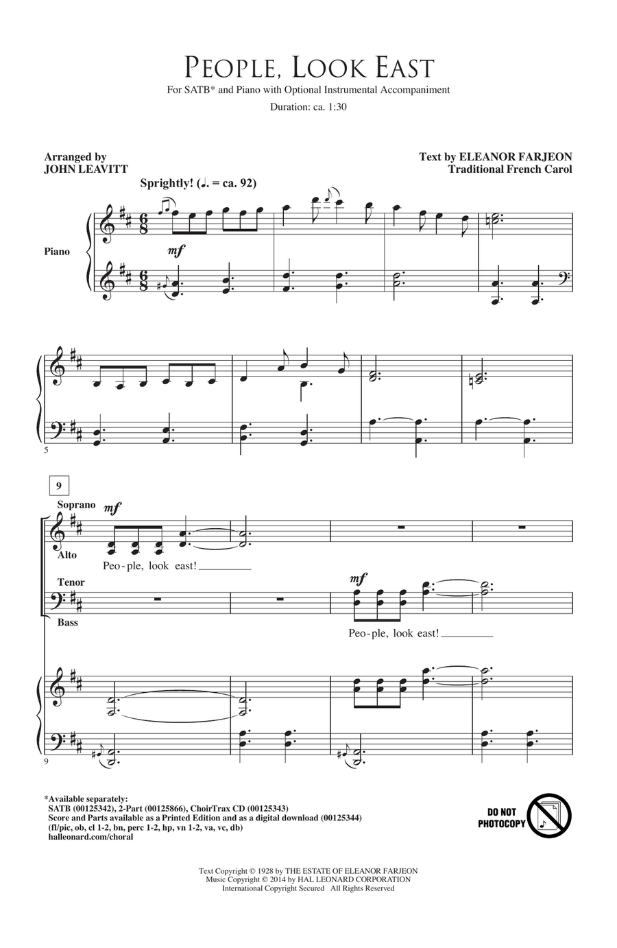 People, Look East (arr. John Leavitt) 4-Part scores gallery preview page 1