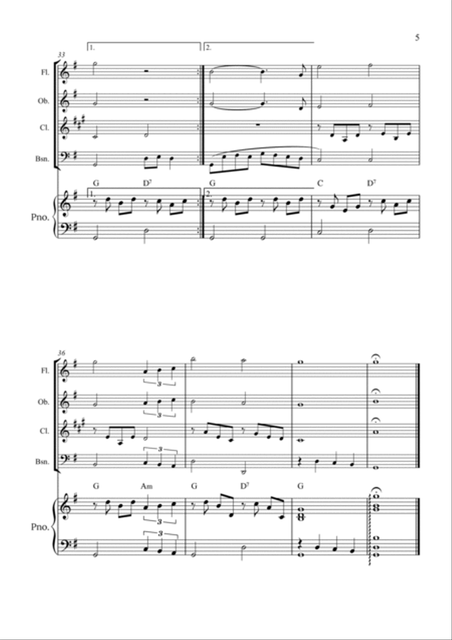 Can't Help Falling In Love Woodwind Quartet scores gallery preview page 5