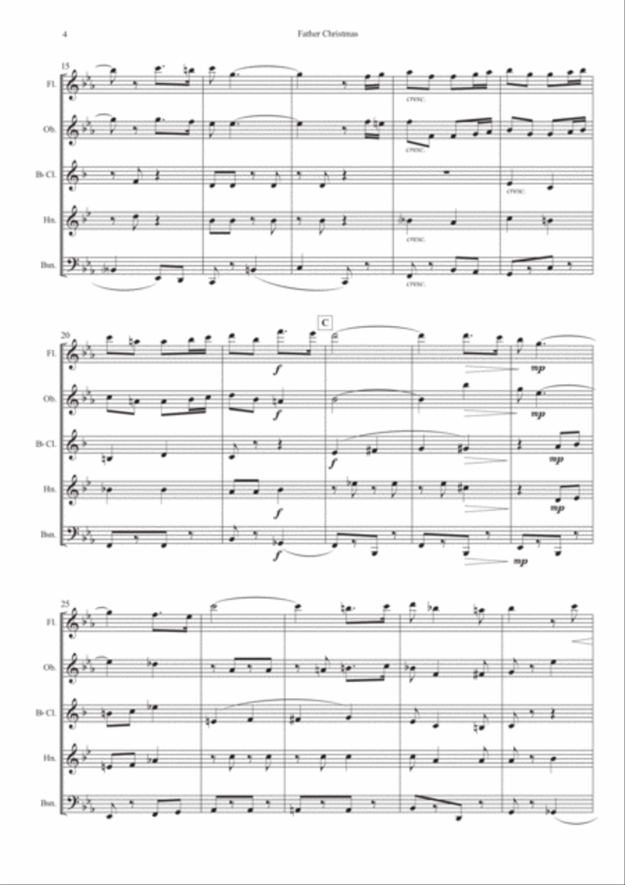 Father Christmas Woodwind Quintet scores gallery preview page 4