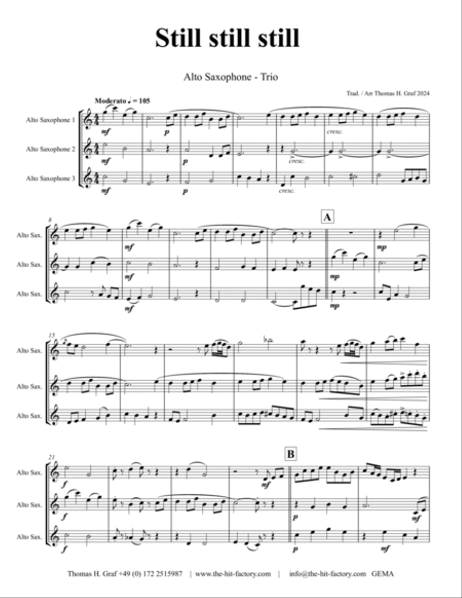 Still Still Still - Christmas song - Alto Saxophone Trio - Eb Woodwind Trio scores gallery preview page 2